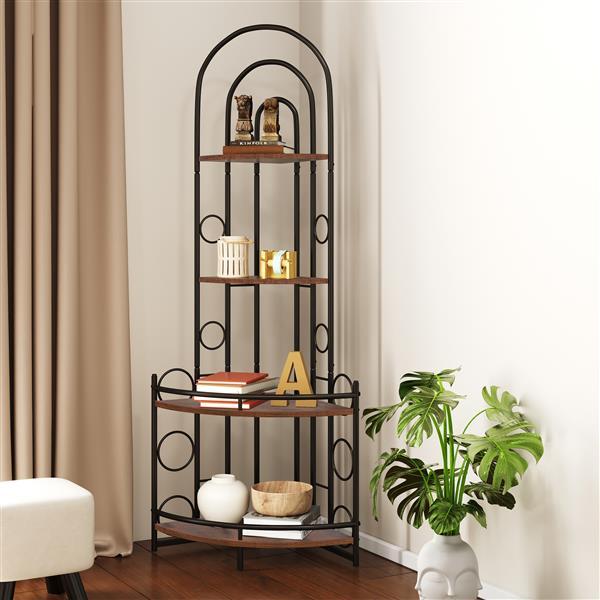 Modern 4-Tier Corner Shelf with Metal Frame