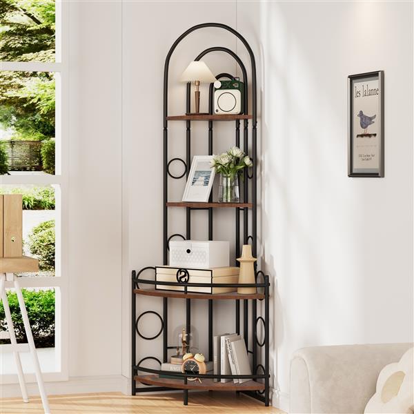 Modern 4-Tier Corner Shelf with Metal Frame