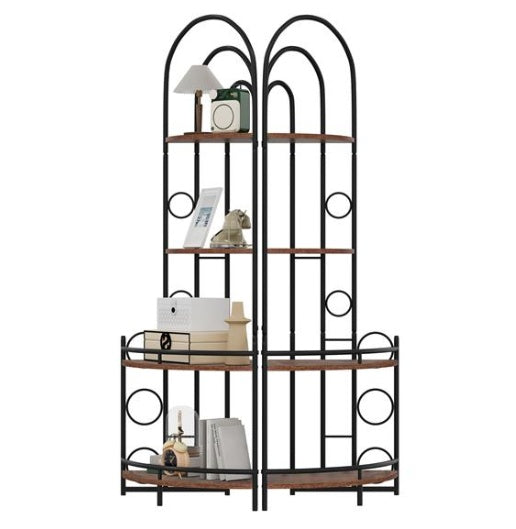 Modern 4-Tier Corner Shelf with Metal Frame