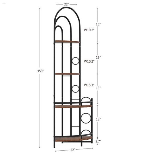 Modern 4-Tier Corner Shelf with Metal Frame