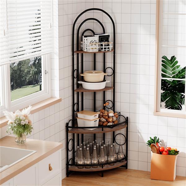 Modern 4-Tier Corner Shelf with Metal Frame