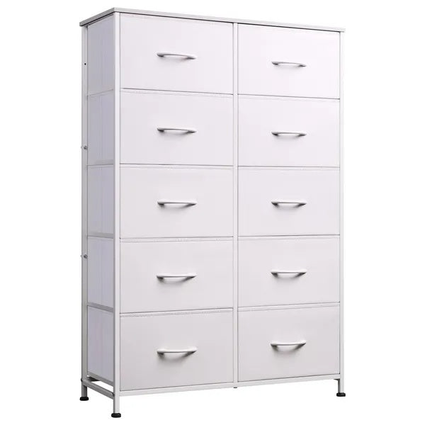 Fabric Bedside Cabinet – 10-Drawer Storage with Steel Frame
