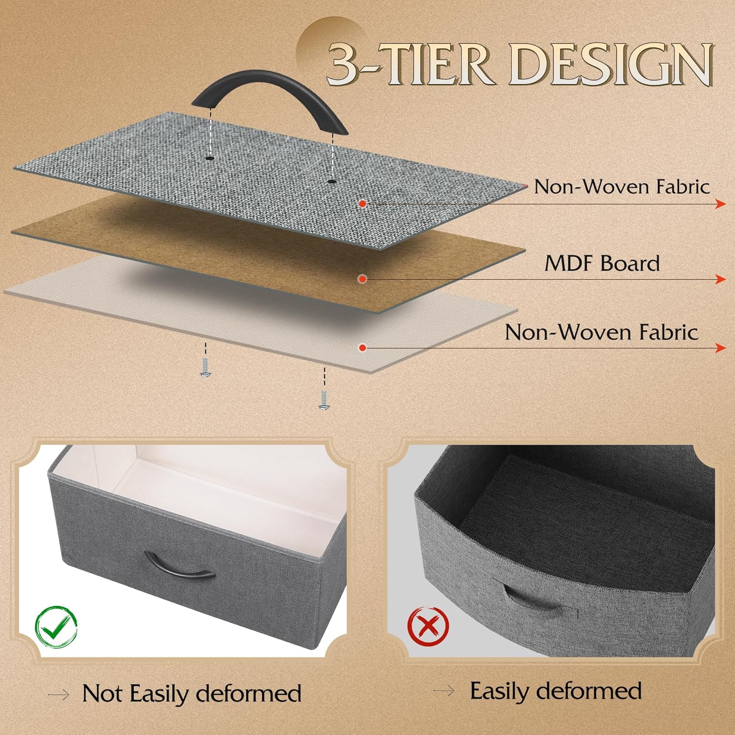 Storage Cabinet – 10-Drawer Fabric Dresser with Steel Frame