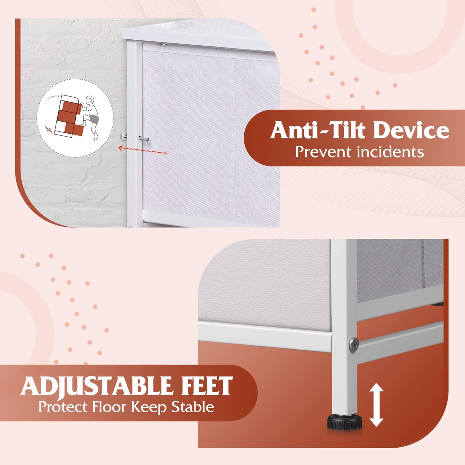 Storage Cabinet – 10-Drawer Fabric Dresser with Steel Frame