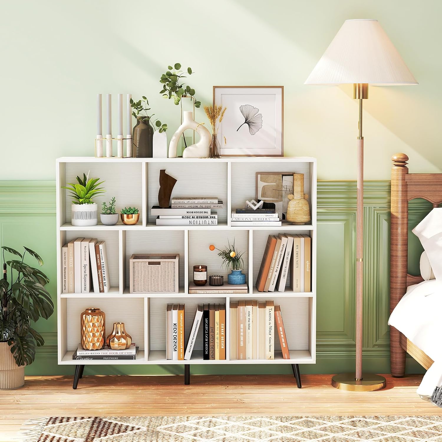 Modern 10-Cube Bookshelf – 3-Tier Storage Organizer
