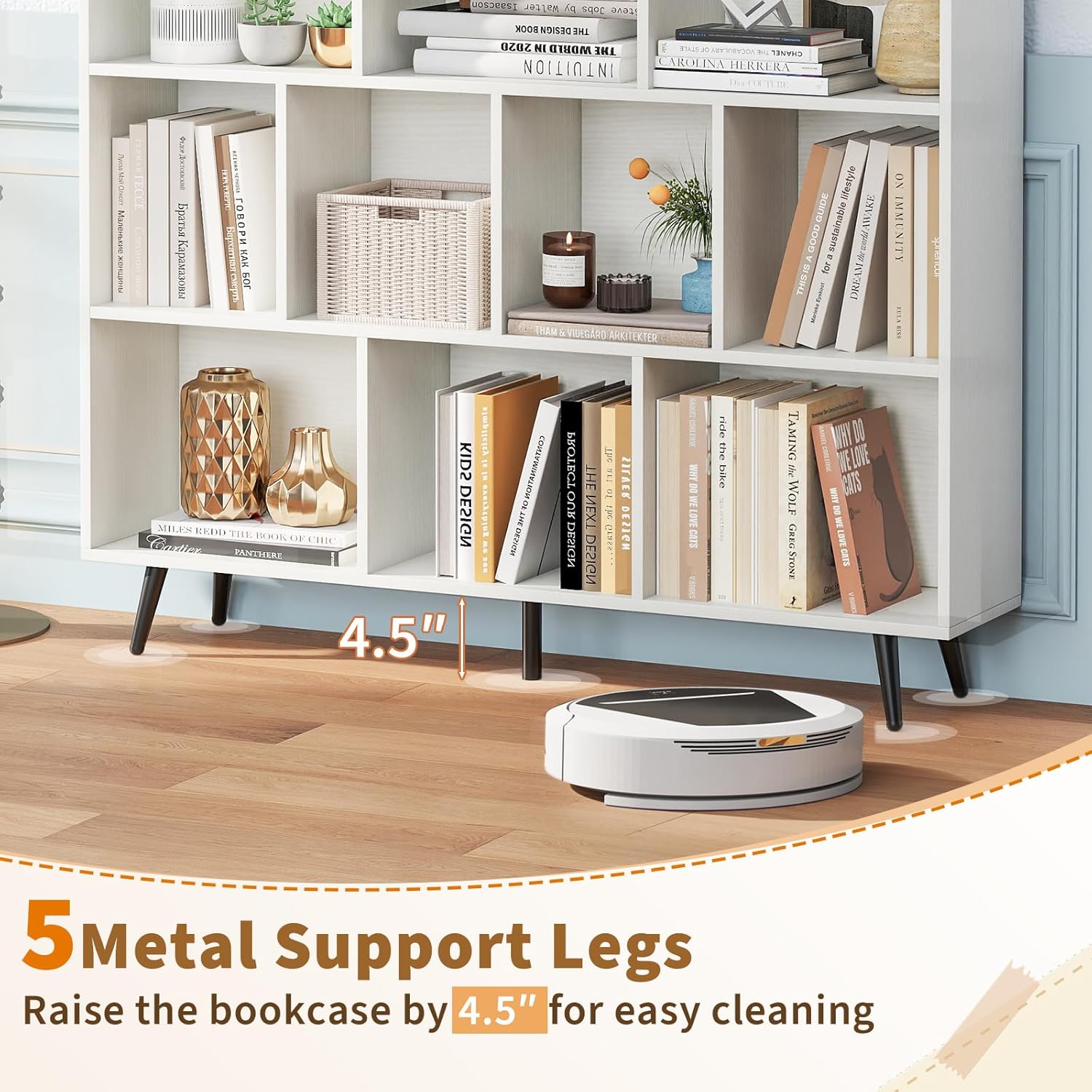 Modern 10-Cube Bookshelf – 3-Tier Storage Organizer