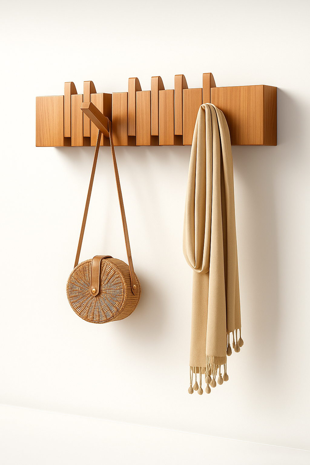 Folding Wooden Wall Hook   Organizer for Everyday Use