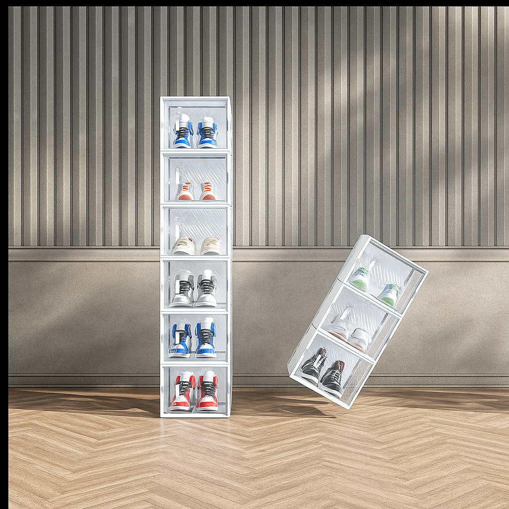 Stackable Mesh Shoe Boxes –   12 Pack for Organized Storage