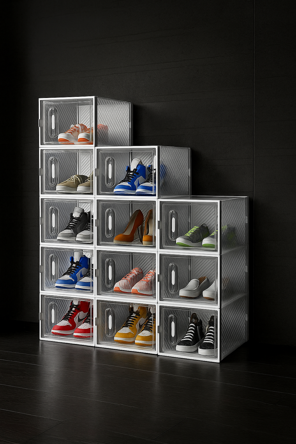 Stackable Mesh Shoe Boxes –   12 Pack for Organized Storage