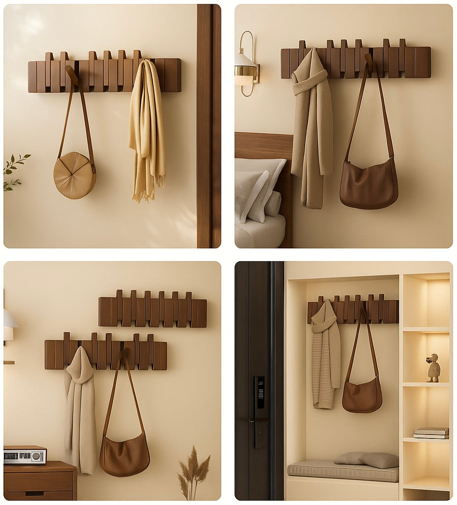 Folding Wooden Wall Hook   Organizer for Everyday Use