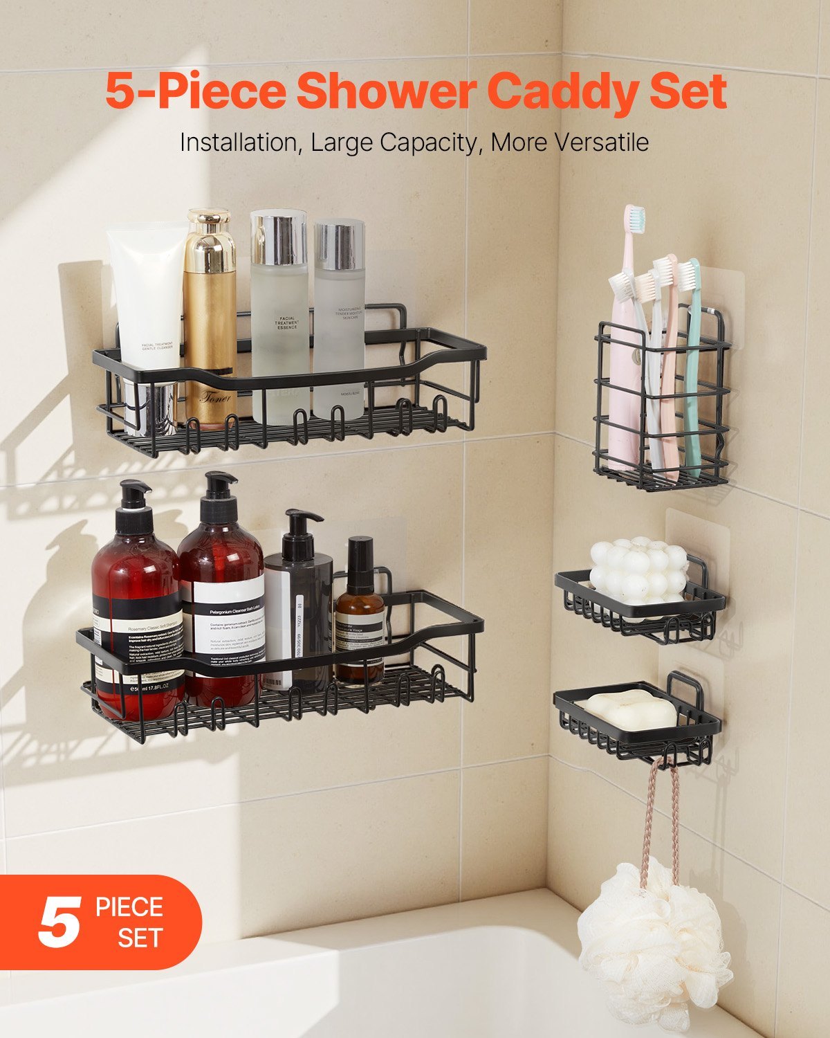 Luxury Bathroom Storage Shelves – 5 Pack