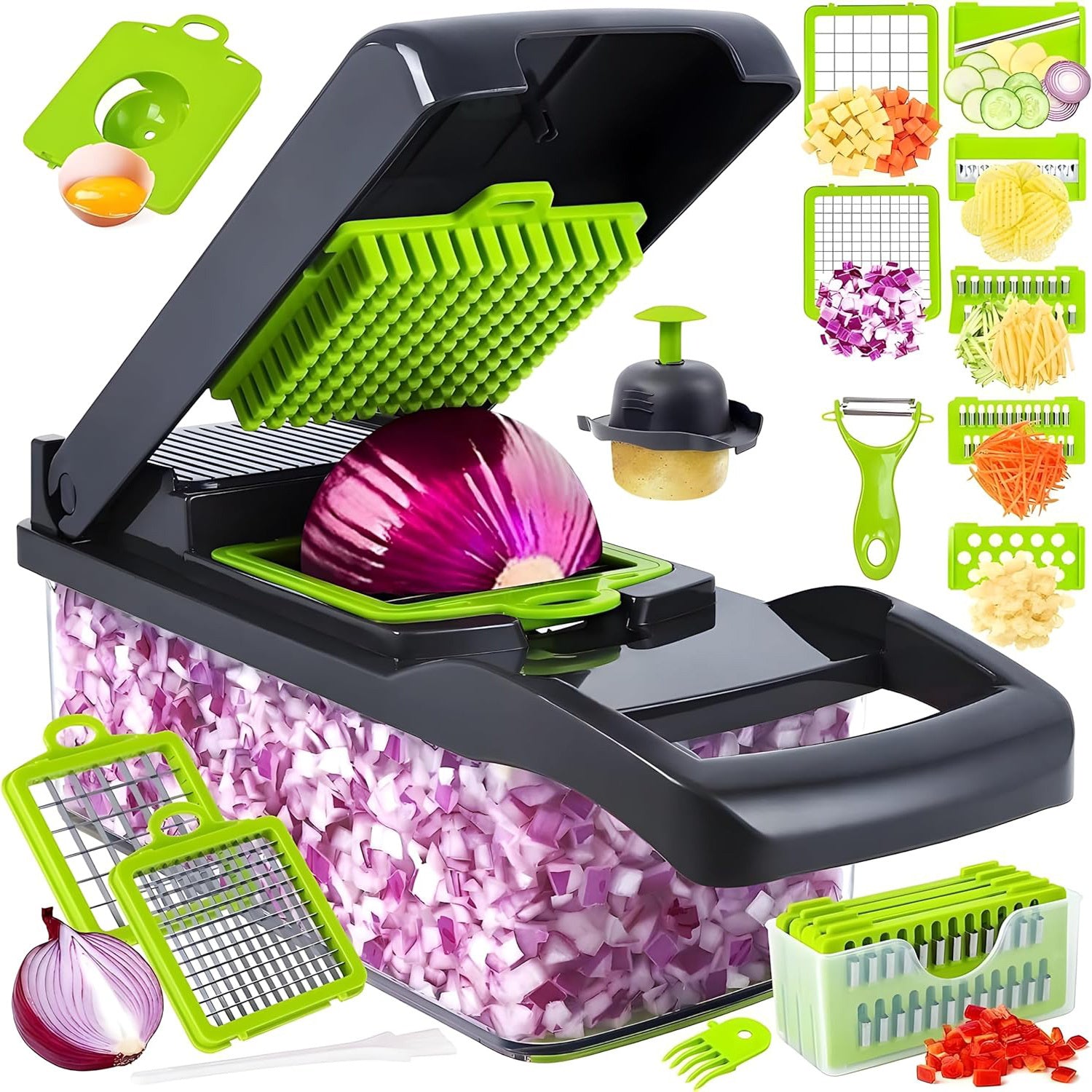 16-in-1 Premium Vegetable & Fruit Chopper with Container