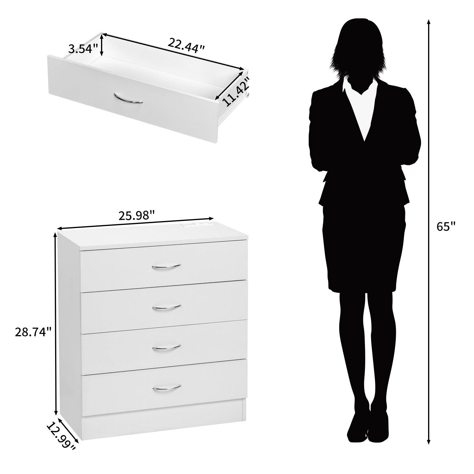 Luxury Bedside Cabinet with Storage, USB & Power Outlets