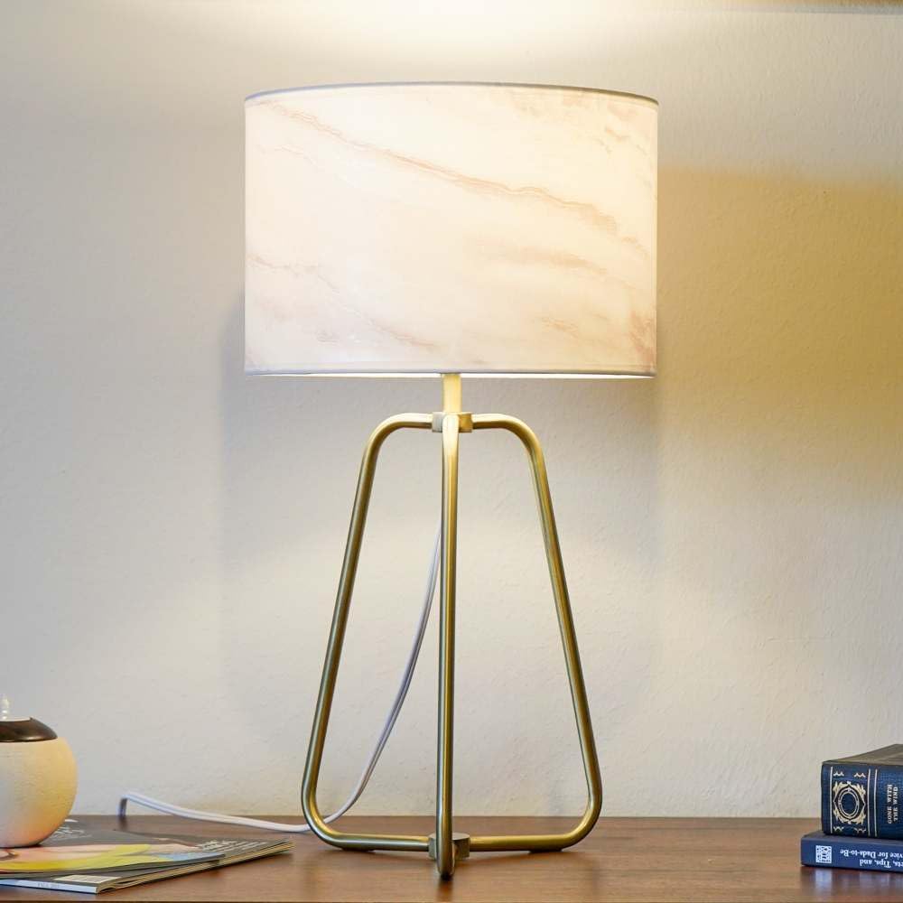 Modern Bronze Desk Lamp – Marble Shade, 110V