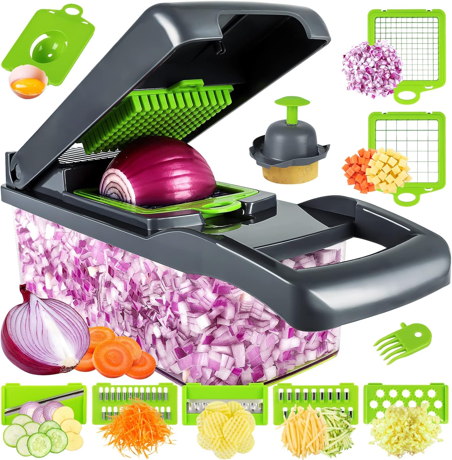 16-in-1 Premium Vegetable & Fruit Chopper with Container