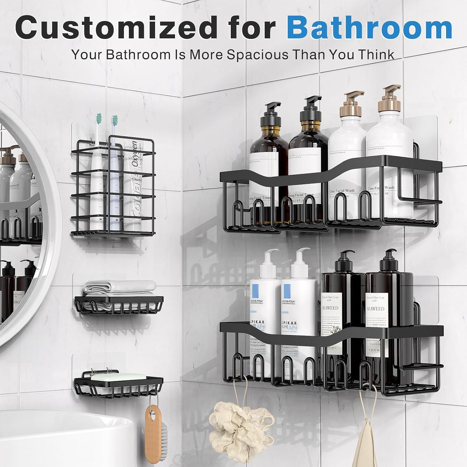 Luxury Bathroom Storage Shelves – 5 Pack
