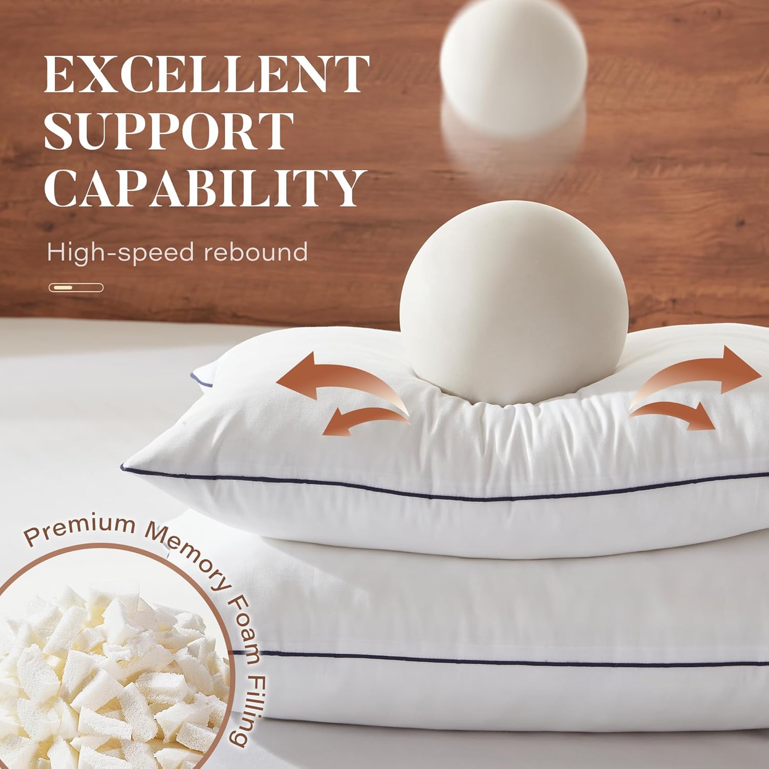 Premium Striped Bed Pillow – Soft Support, 1 Pack