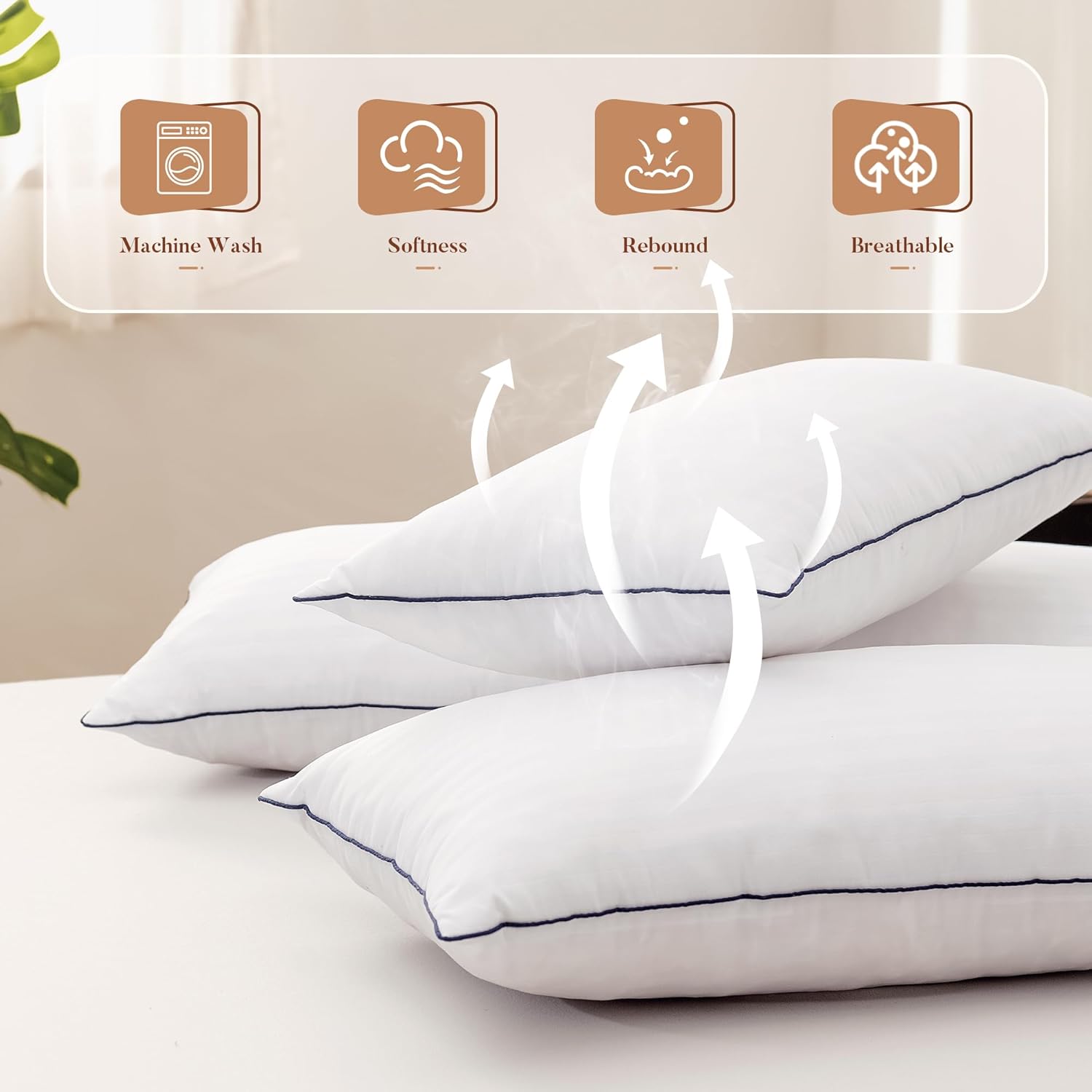 Premium Striped Bed Pillow – Soft Support, 1 Pack