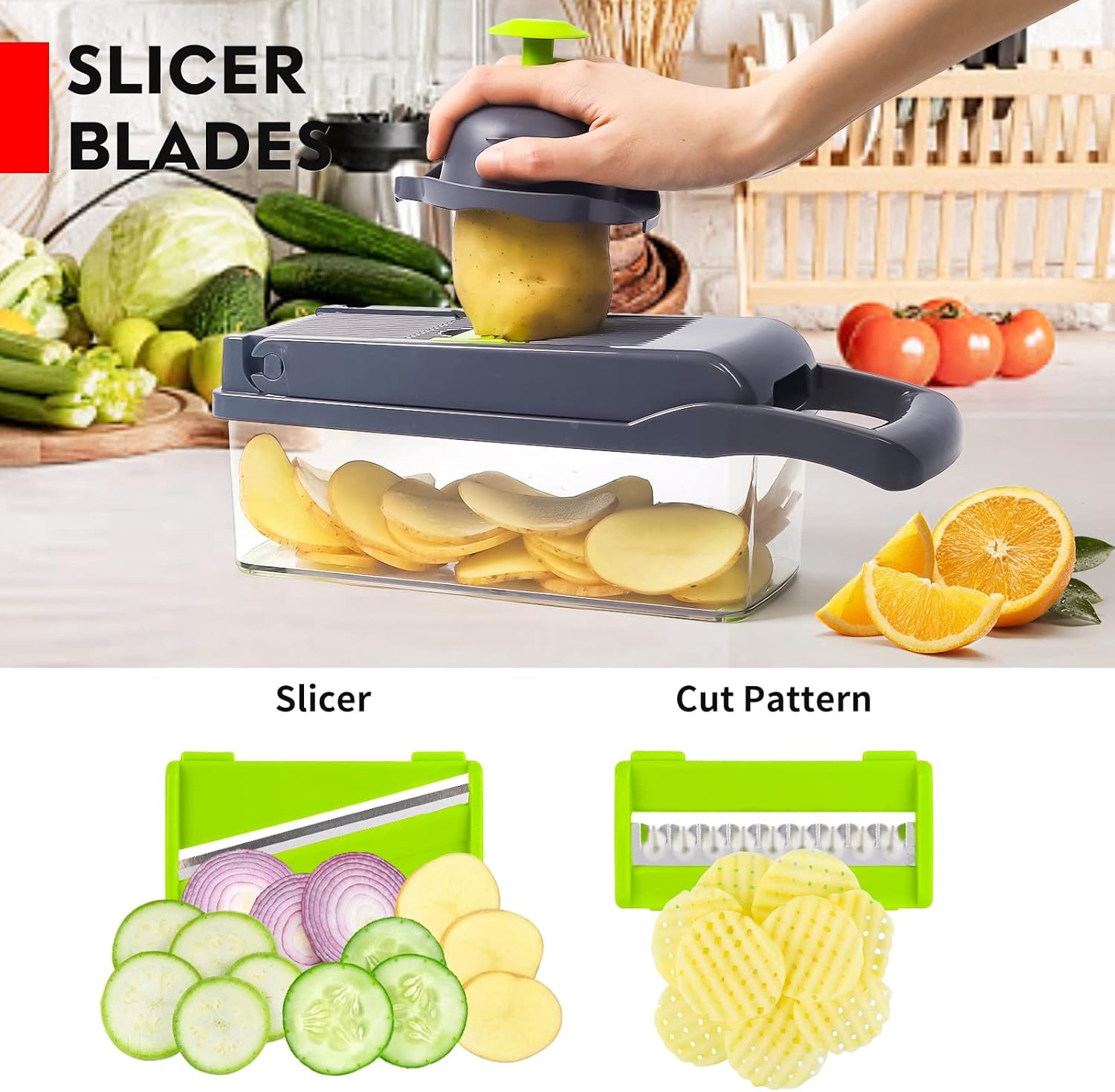 16-in-1 Premium Vegetable & Fruit Chopper with Container