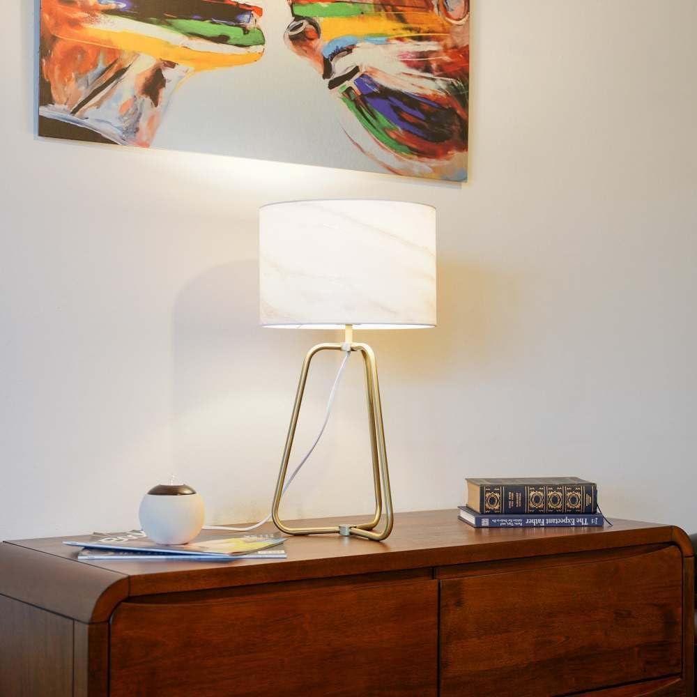 Modern Bronze Desk Lamp – Marble Shade, 110V