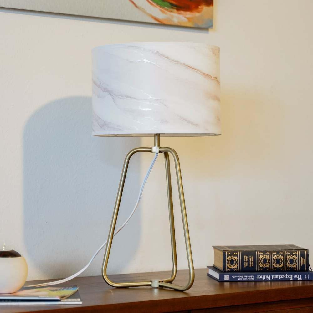 Modern Bronze Desk Lamp – Marble Shade, 110V