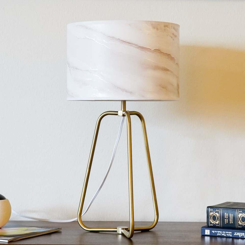 Modern Bronze Desk Lamp – Marble Shade, 110V